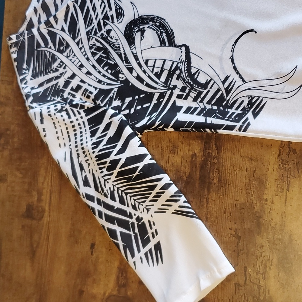 Tribal mesh black white y2k abstract tattoo graffiti print shirt